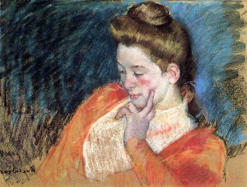 Portrait of a Young Woman (1898) - Mary Cassatt Tablo