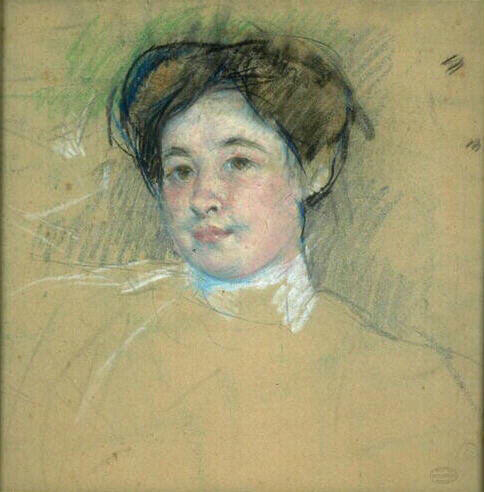 Portrait of young woman (1901) - Mary Cassatt Tablo