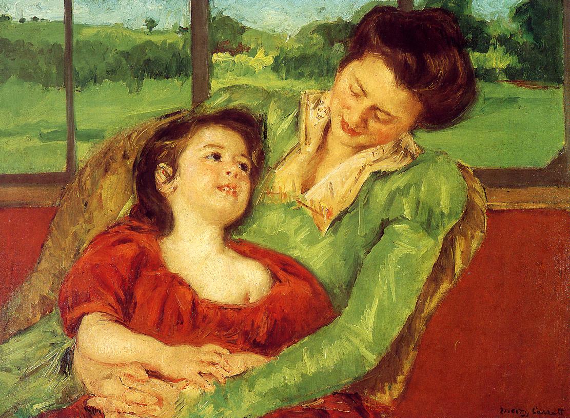 Reine Lefebre and Margot before a Window (1902) - Mary Cassatt Tablo