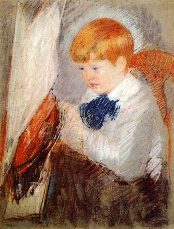 Robert and His Sailboat (1882) - Mary Cassatt Tablo