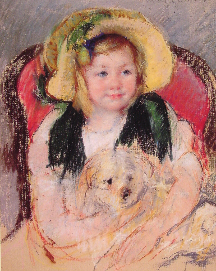 Sara with her dog (1901) - Mary Cassatt Tablo