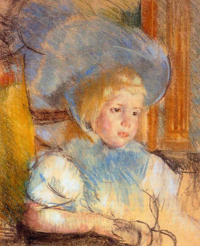 Simone in Plumed Hat (1903) - Mary Cassatt Tablo