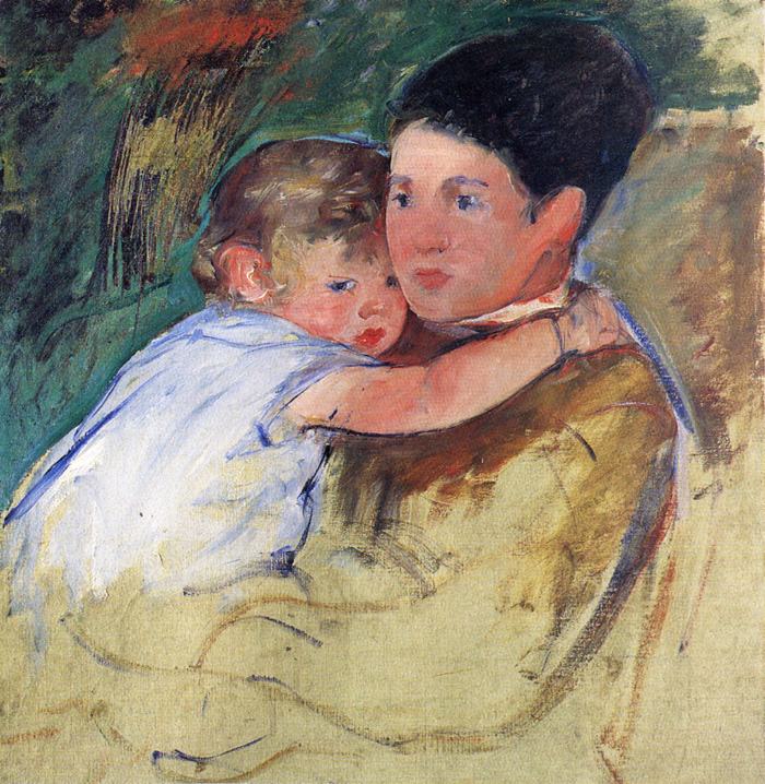 Sketch of Anne and Her Nurse (1897) - Mary Cassatt Tablo