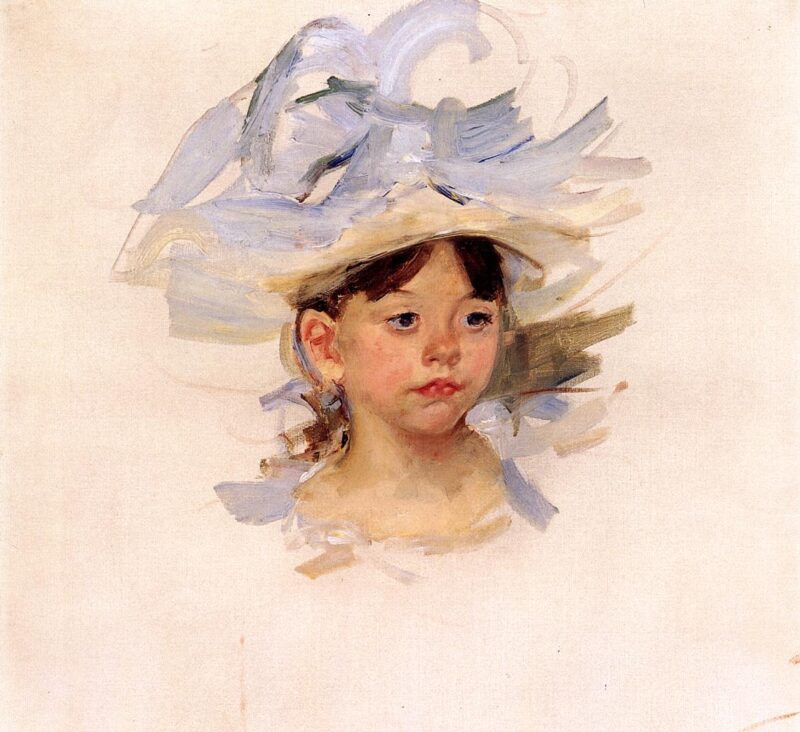 Sketch of Ellen My Cassatt in a Big Blue Hat (1905) - Mary Cassatt Tablo
