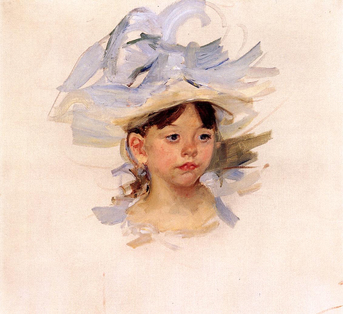 Sketch of Ellen My Cassatt in a Big Blue Hat (1905) - Mary Cassatt Tablo