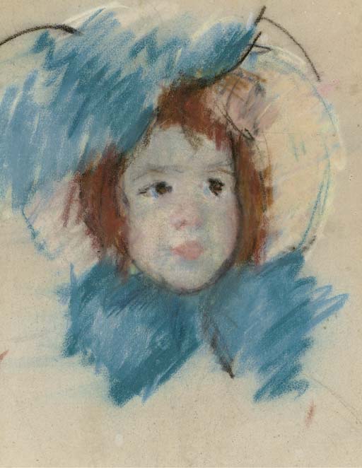 Sketch of Head of Margo (1902) - Mary Cassatt Tablo