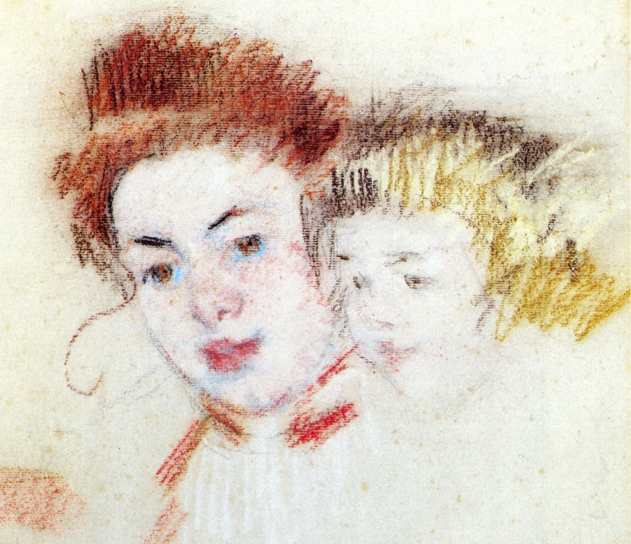 Sketch of Reine and Child (1902) - Mary Cassatt Tablo