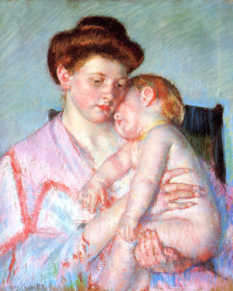 Sleepy Baby (1910) - Mary Cassatt Tablo
