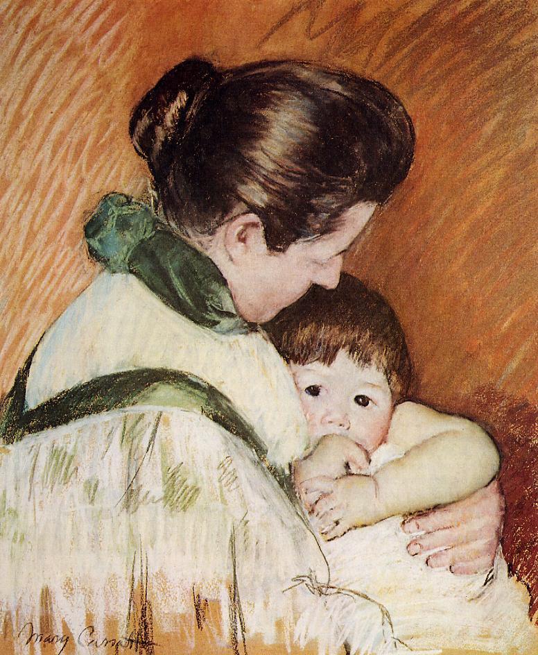 Sleepy Thomas Sucking His Thumb (1893) - Mary Cassatt Tablo