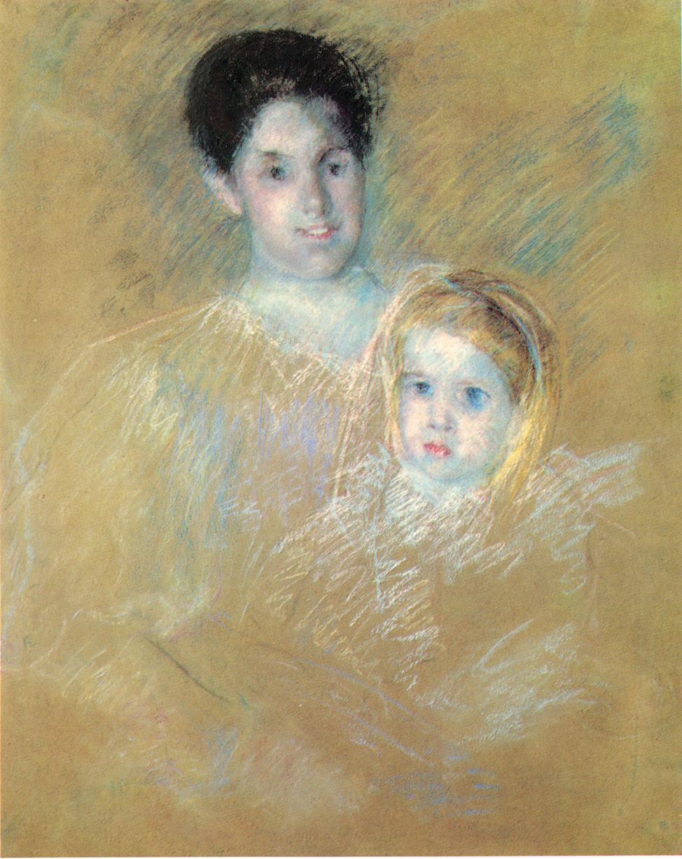 Smiling Mother with Sober Faced Child (1894) - Mary Cassatt Tablo