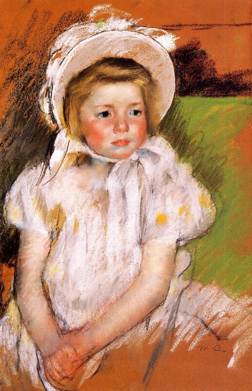 Somone in a White Bonnet (1901) - Mary Cassatt Tablo