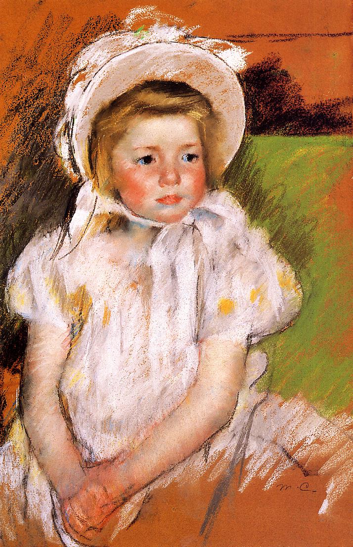 Somone in a White Bonnet (1901) - Mary Cassatt Tablo