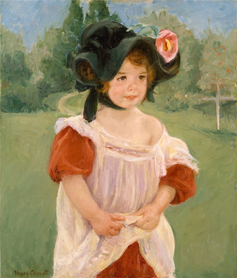 Spring Margot Standing in a Garden (1900) - Mary Cassatt Tablo