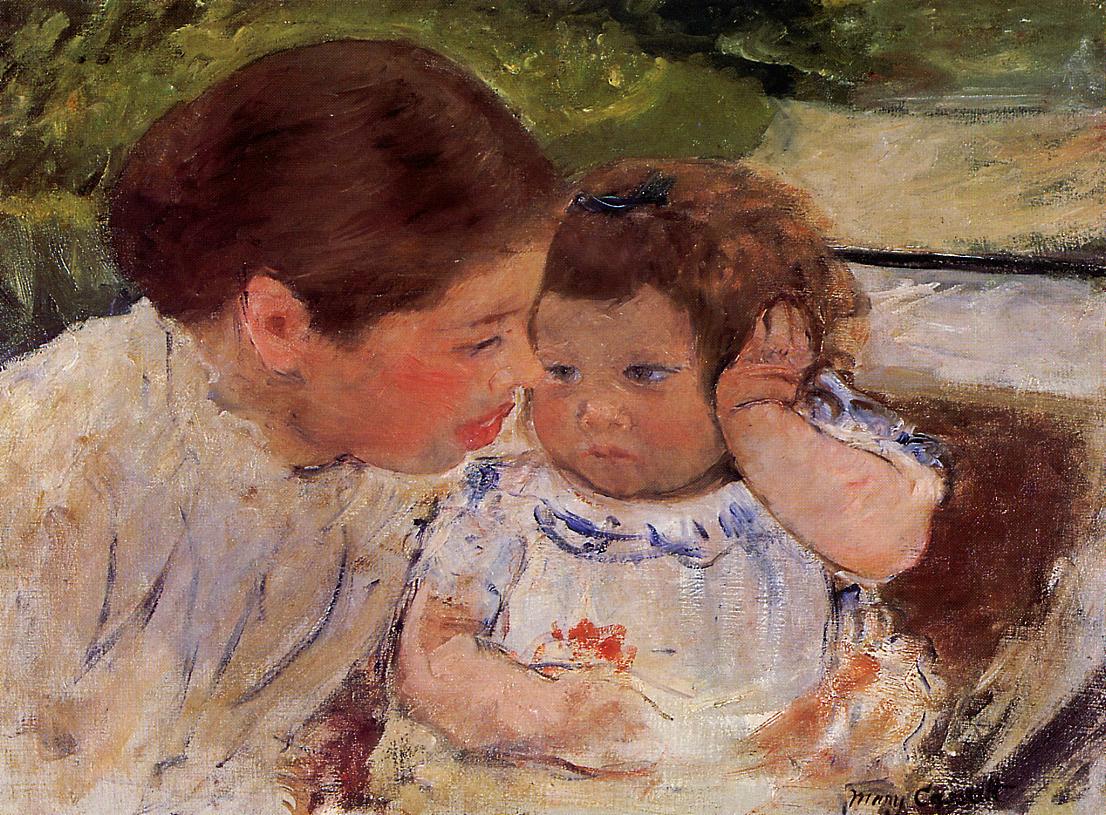Susan Comforting the Baby (no.1) (1881) - Mary Cassatt Tablo