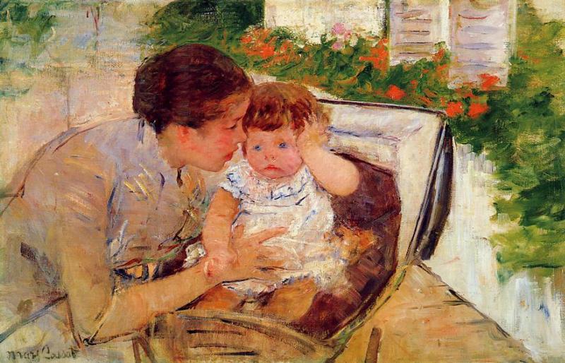 Susan Comforting the Baby (no.2) (1881) - Mary Cassatt Tablo