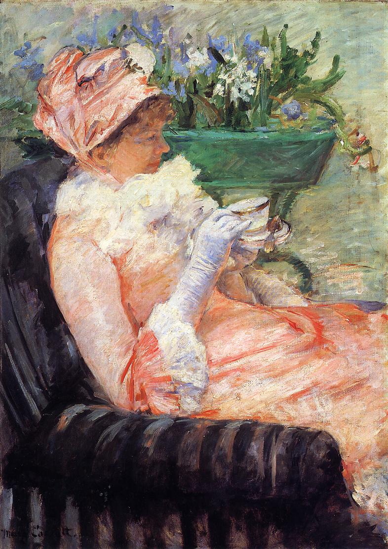 The Cup of Tea (1879) - Mary Cassatt Tablo