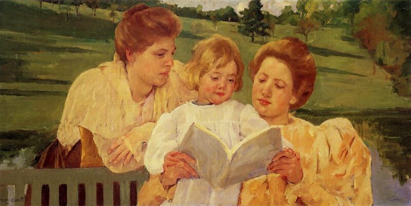 The Gden Reading (1898) - Mary Cassatt Tablo