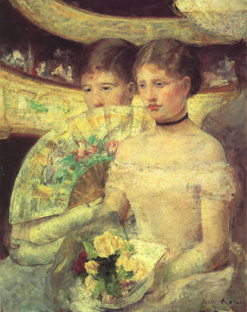 The Loge (1880) - Mary Cassatt Tablo