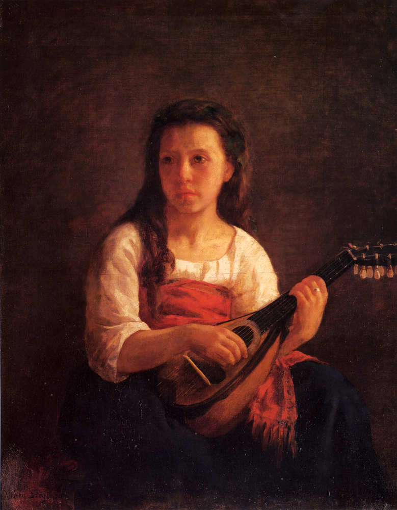 The Mandolin Player (1872) - Mary Cassatt Tablo