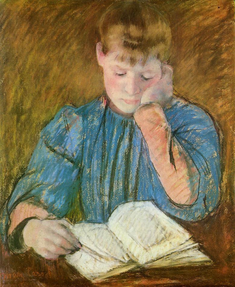 The Pensive Reader (1894) - Mary Cassatt Tablo