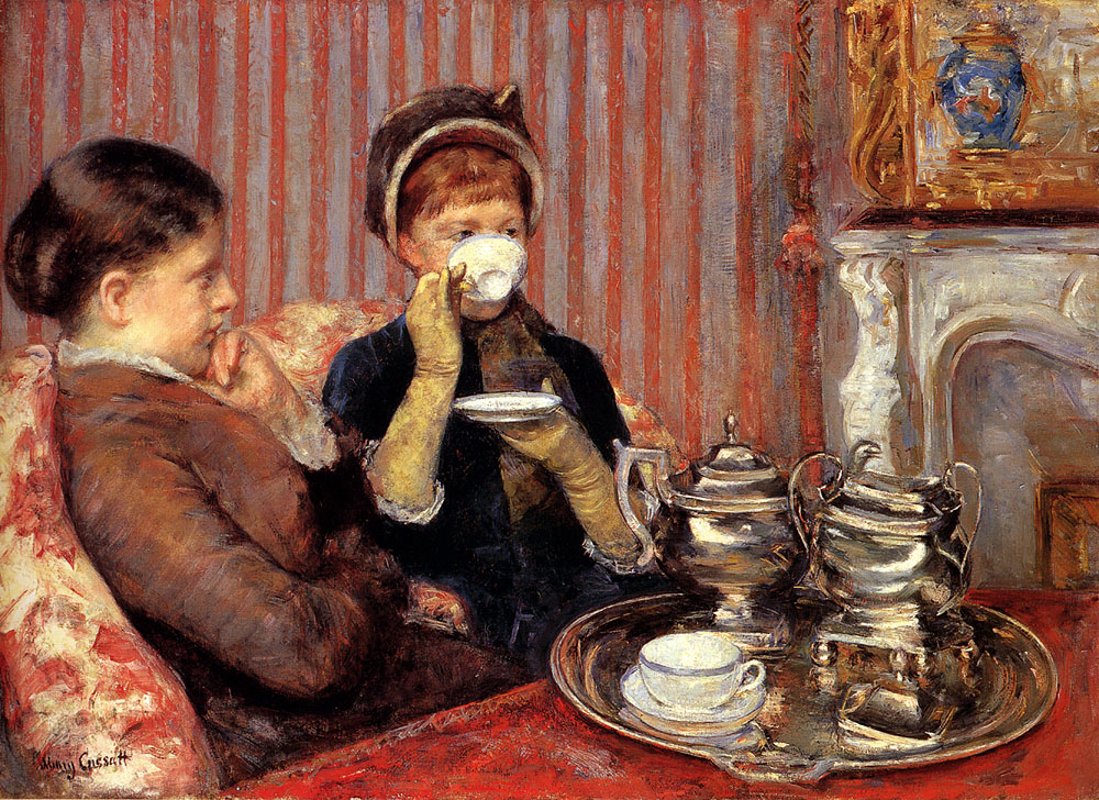 The Tea (1879) - Mary Cassatt Tablo