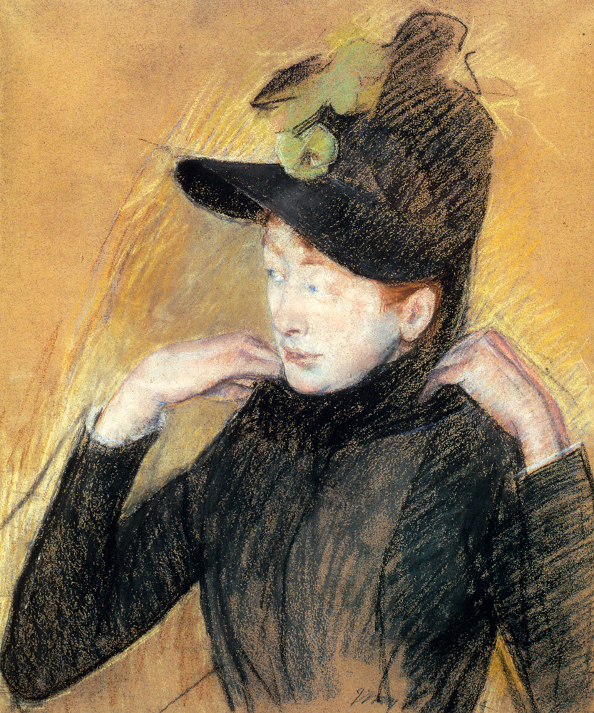 Woman Arranging Her Veil (1886) - Mary Cassatt Tablo