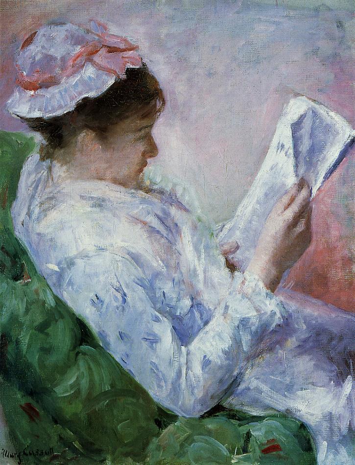 Woman Reading (1878) - Mary Cassatt Tablo