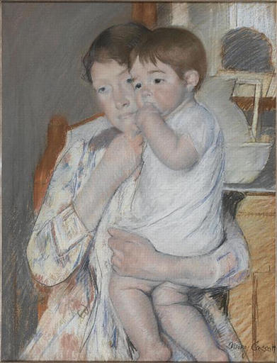 Women and child (1889) - Mary Cassatt Tablo