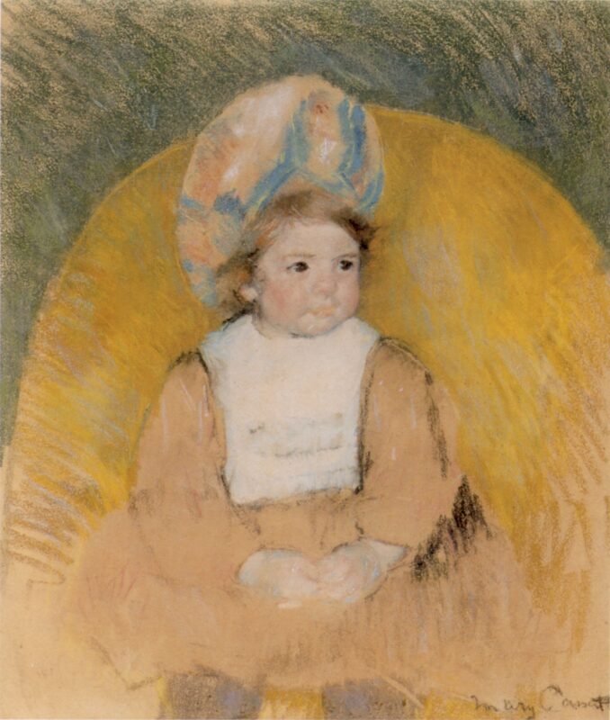 Young Girl Seated in a Yellow Armchair (1902) - Mary Cassatt Tablo
