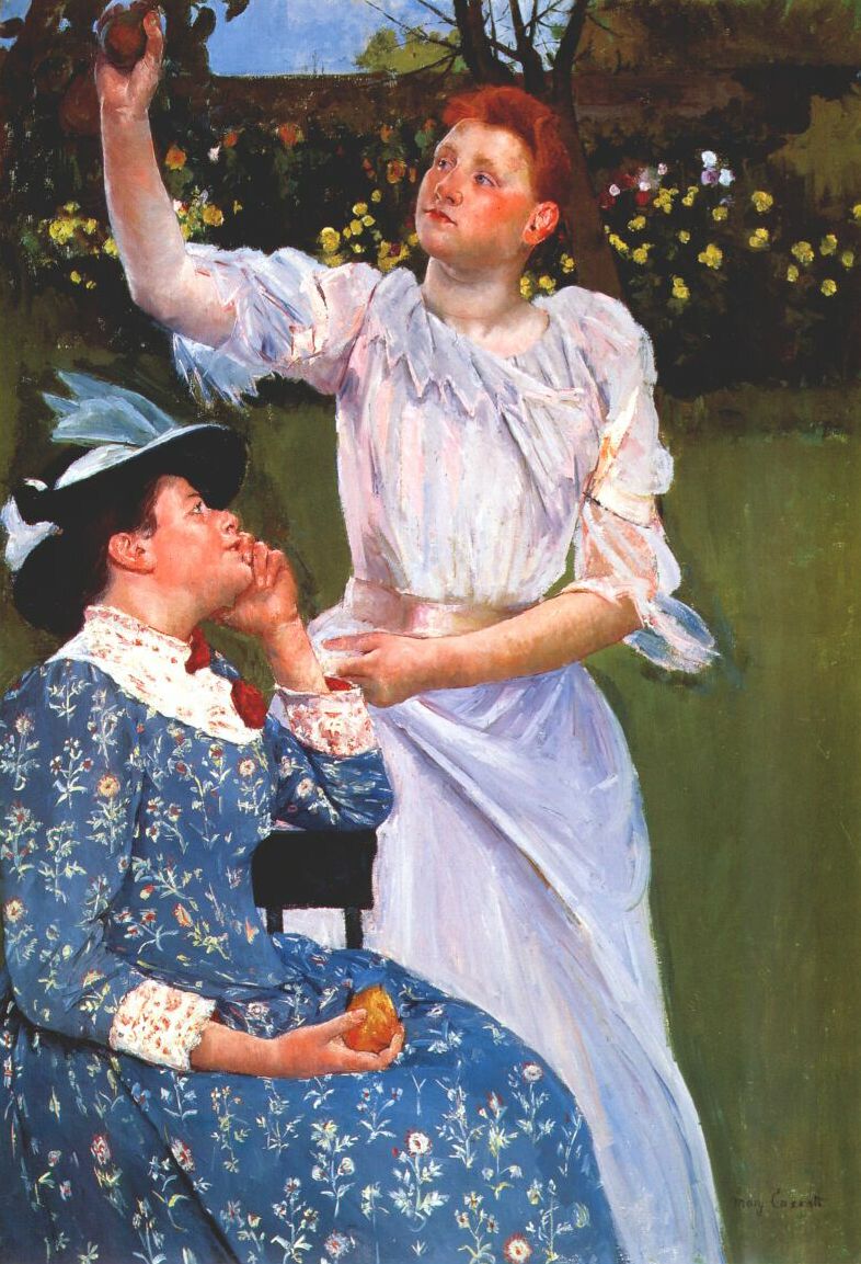Young Woman Picking Fruit (1891) - Mary Cassatt Tablo