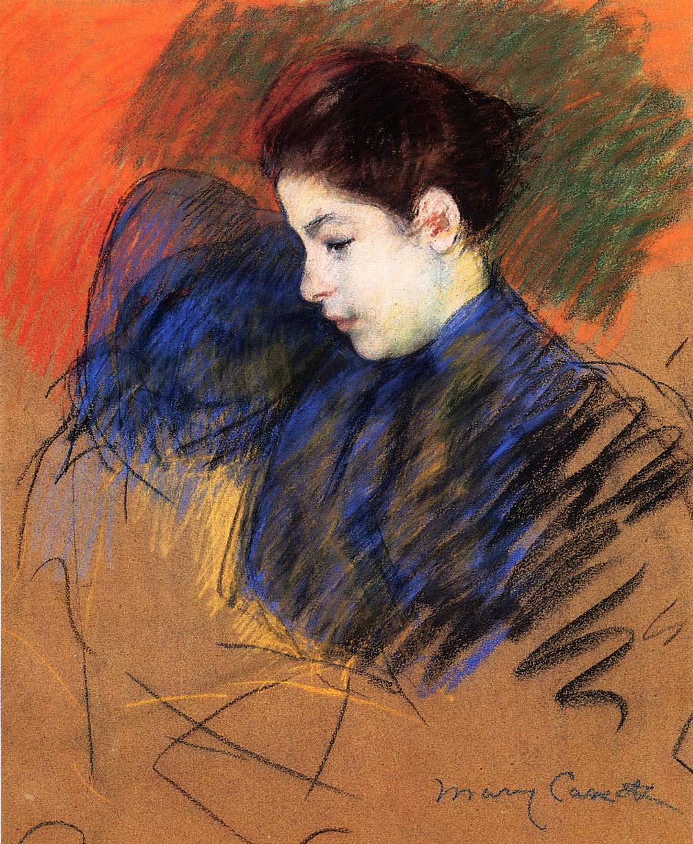 Young Woman Reflecting (1894) - Mary Cassatt Tablo