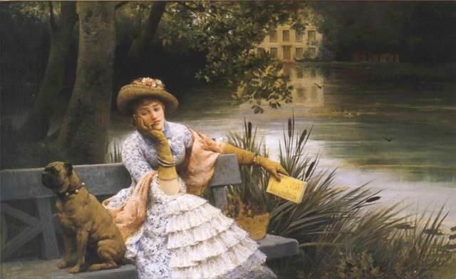 Daydreaming in the park (1875) - Maurice Poirson Tablo