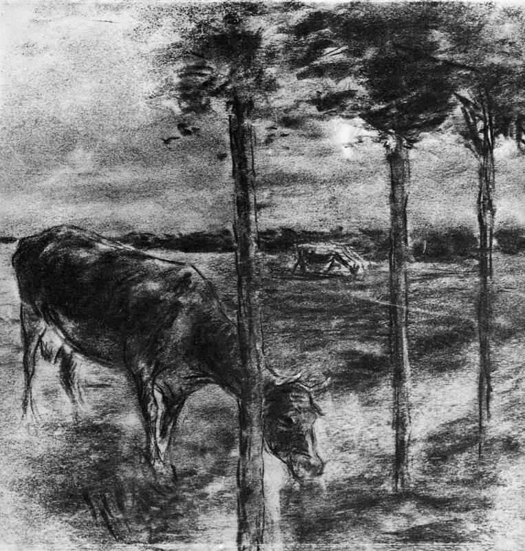 Drinking cow - Max Liebermann Tablo