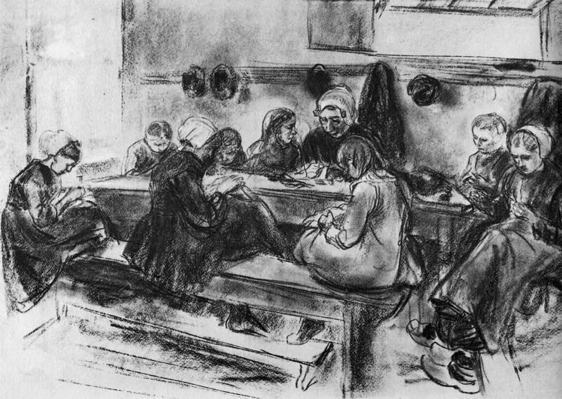 Sewing school - Max Liebermann Tablo