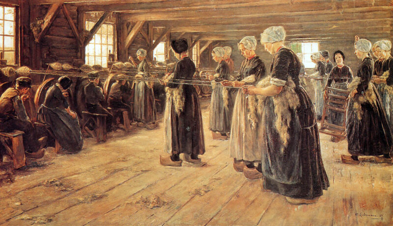 Spinning Workshop in Laren (1889) - Max Liebermann Tablo