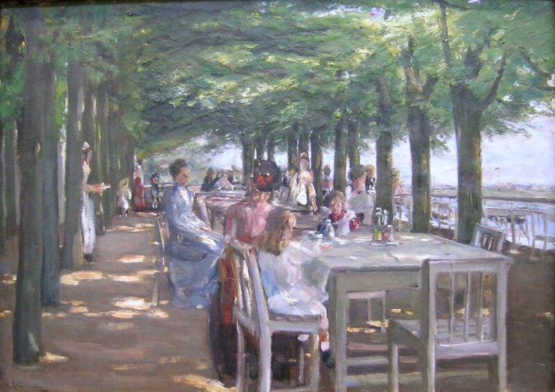 The Terrace at the Restaurant Jacob in Nienstedten on the Elbe (1902) - Max Liebermann Tablo