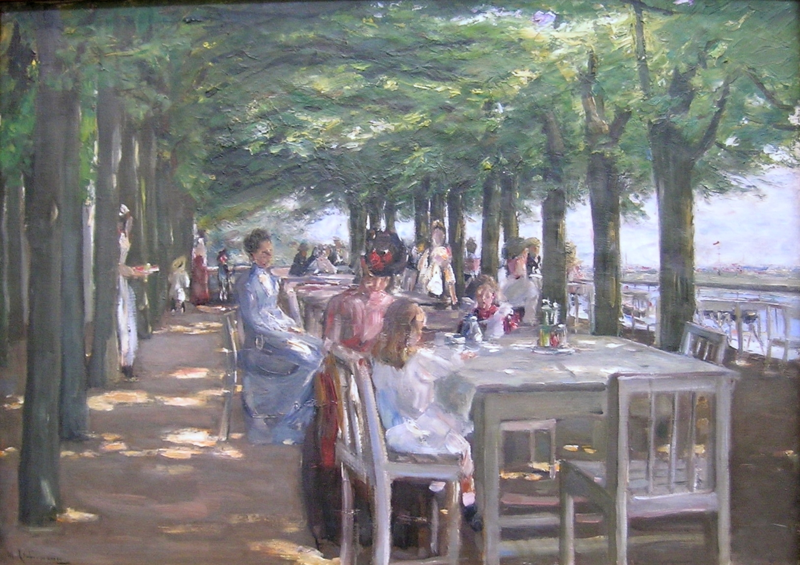 The Terrace at the Restaurant Jacob in Nienstedten on the Elbe (1902) - Max Liebermann Tablo