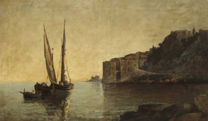 FISHING BOATS AT VILLEFRANCHE (1880) - Nathaniel Hone the Younger Tablo
