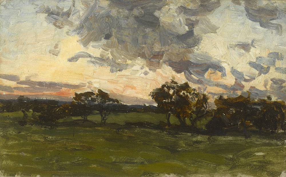 SUNSET AT ST. DOULOUGH'S, MALAHIDE (HOME OF THE ARTIST) - Nathaniel Hone the Younger Tablo