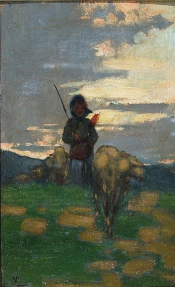 Shepherd with flock - Niccolò Cannicci Tablo
