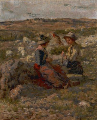 Shepherdesses spinning - Niccolò Cannicci Tablo