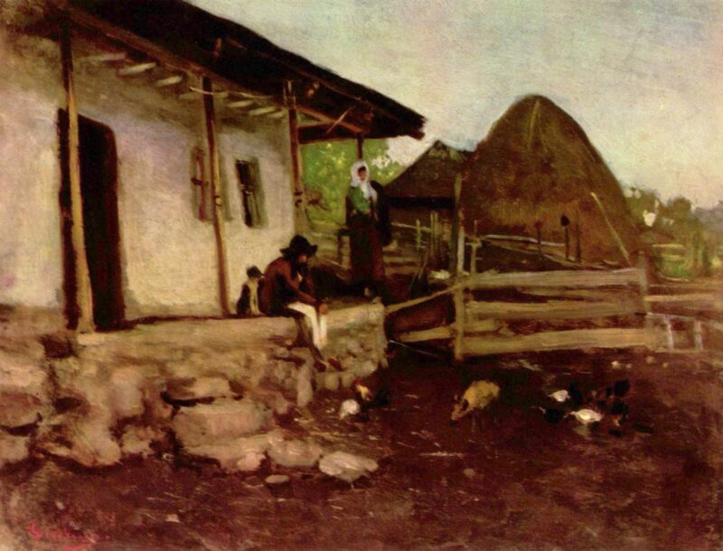Farmhouse Yard - Nicolae Grigorescu Tablo