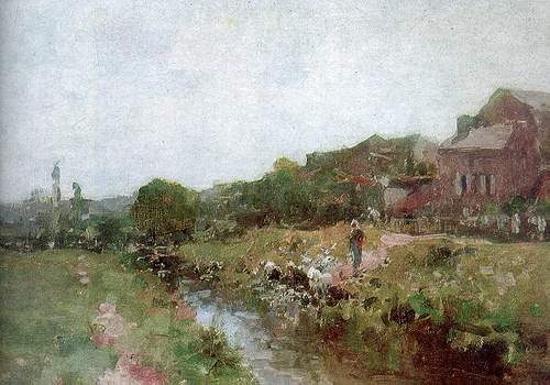 Laundrywoman in Brittany – Nicolae Grigorescu Tablo
