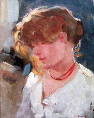 Peasant Woman Head (1905) - Nicolae Grigorescu Tablo