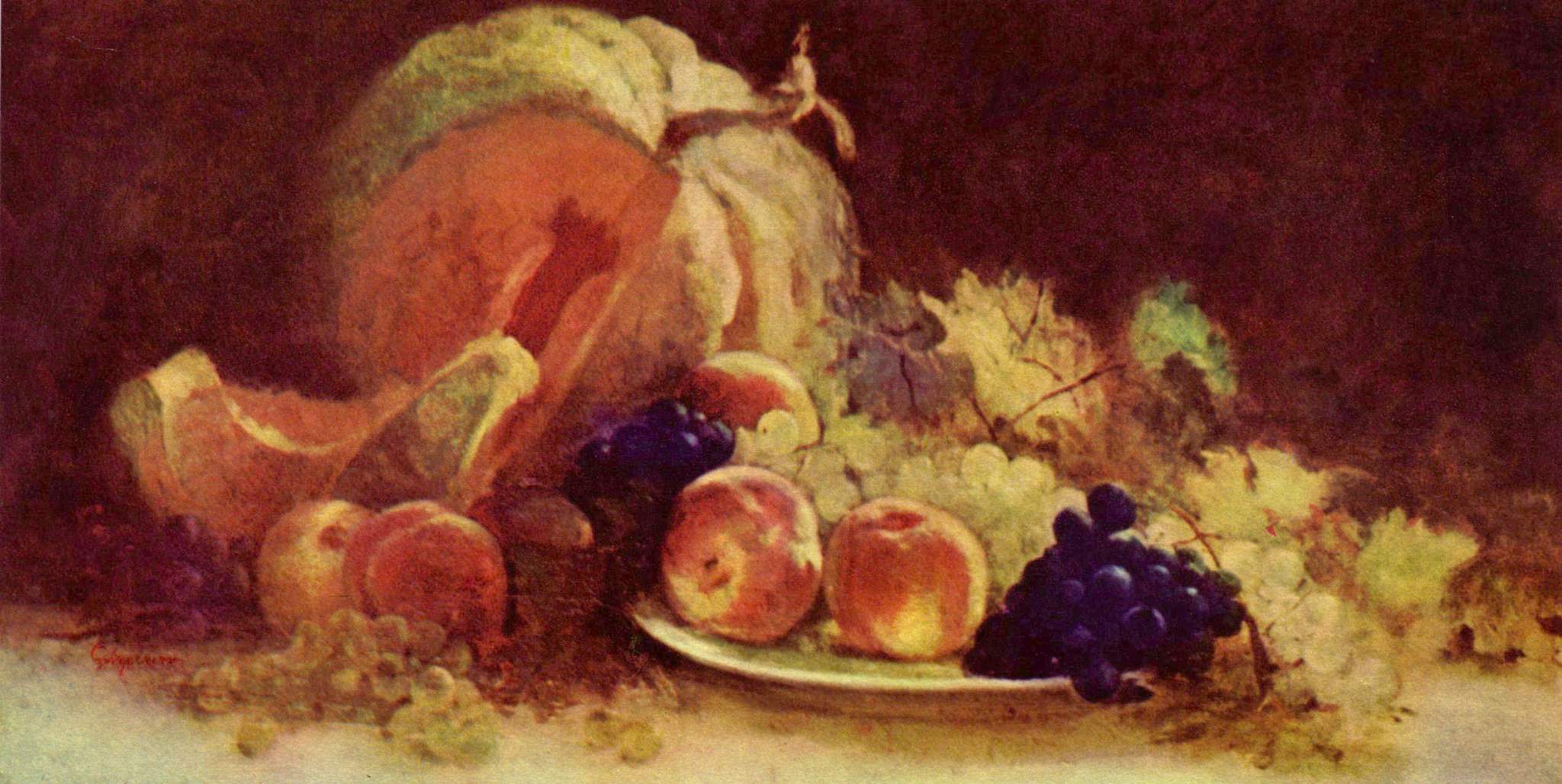 Still Life with Fruit - Nicolae Grigorescu Tablo