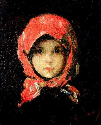 The Little Girl with Red Headscarf – Nicolae Grigorescu Tablo