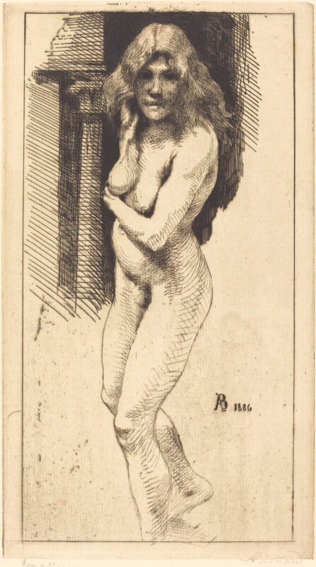 Carmen Standing in the Nude - Paul-Albert Besnard Tablo