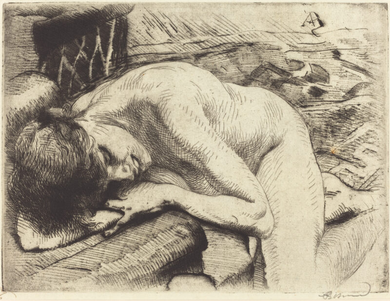 Model Asleep on the Floor (1885) - Paul-Albert Besnard Tablo