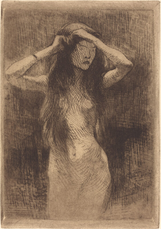 Nude Girl Combing Her Hair (1887) - Paul-Albert Besnard Tablo