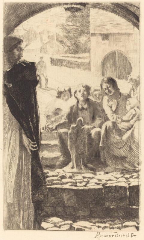 Pierre Copies the Virgin from the Portal of the Church of Marly (1885) - Paul-Albert Besnard Tablo